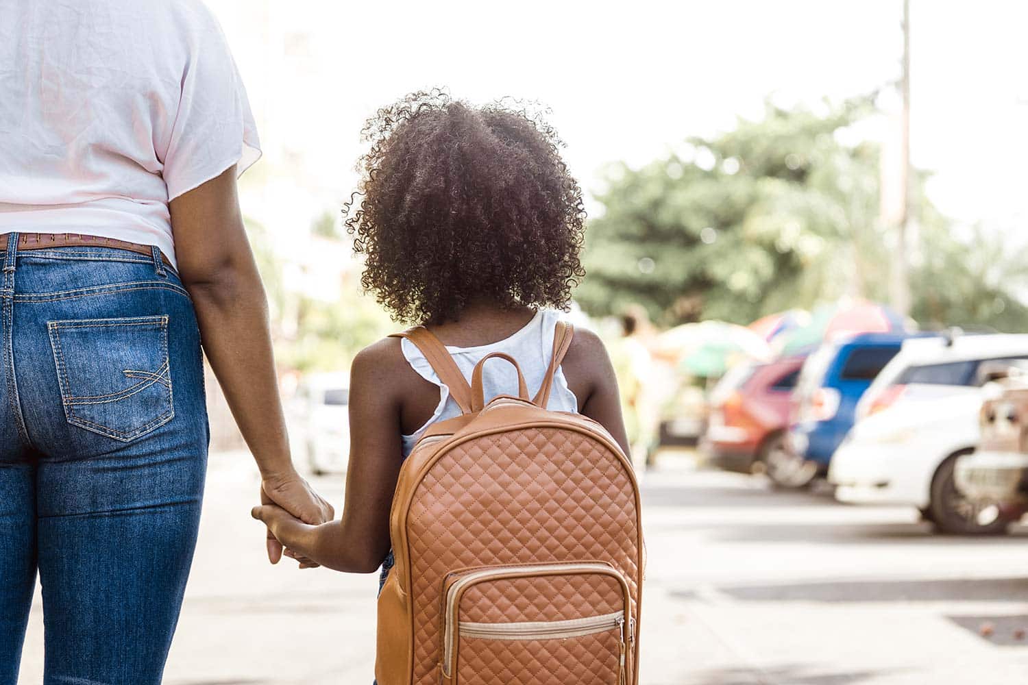 single mother and daughter back to school